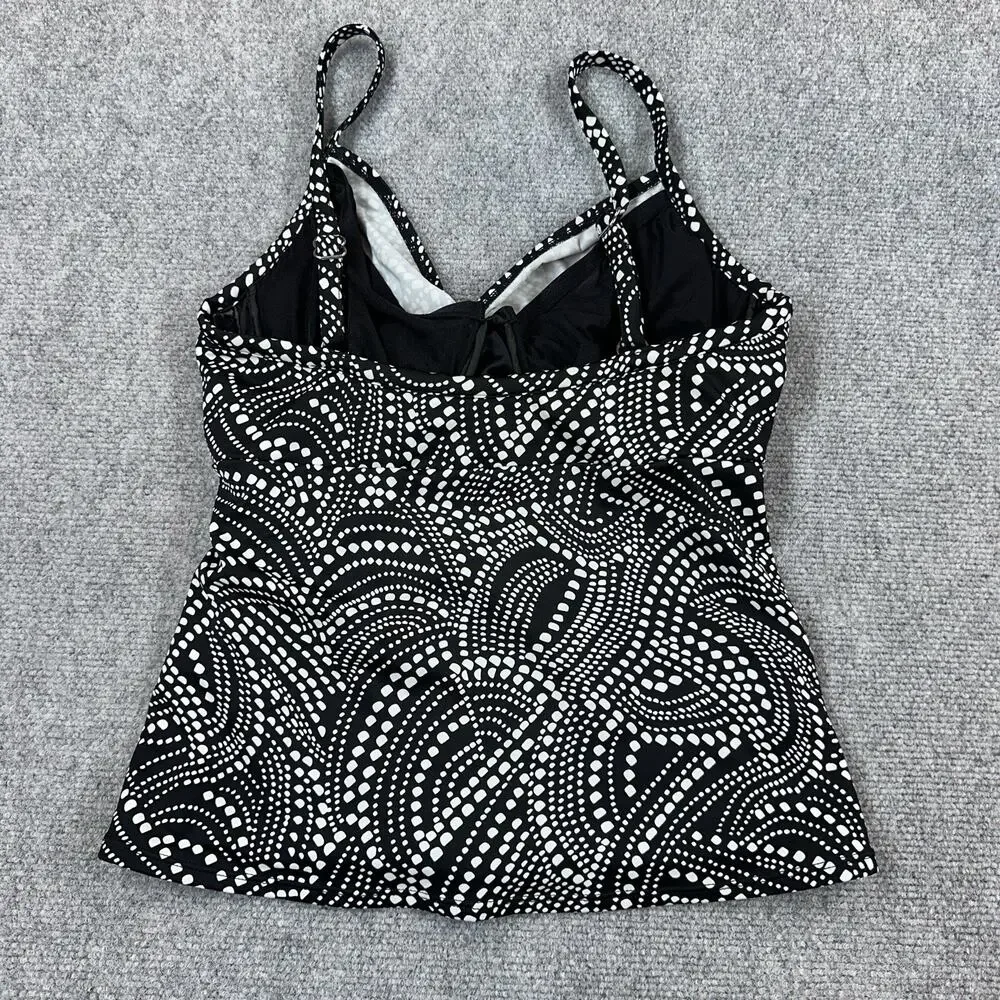 MIRACLESUIT SWIMWEAR TANKINI TOP 12DD ROSWELL BLK/WHITE UNDERWIRE